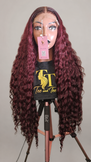 SDD Burgundy Cascade 32″ Deep-Curl Wig